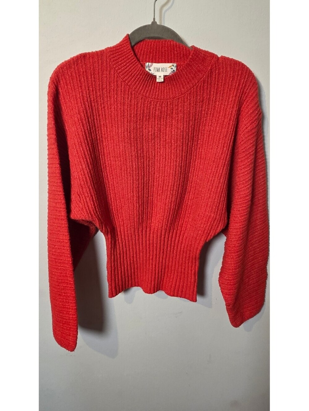 Pink Rose Red Ribbed Knit Sweater - Picture 6 of 6